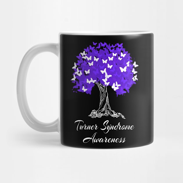 Turner Syndrome Awareness Purple Ribbon Tree With Butterflies by MerchAndrey